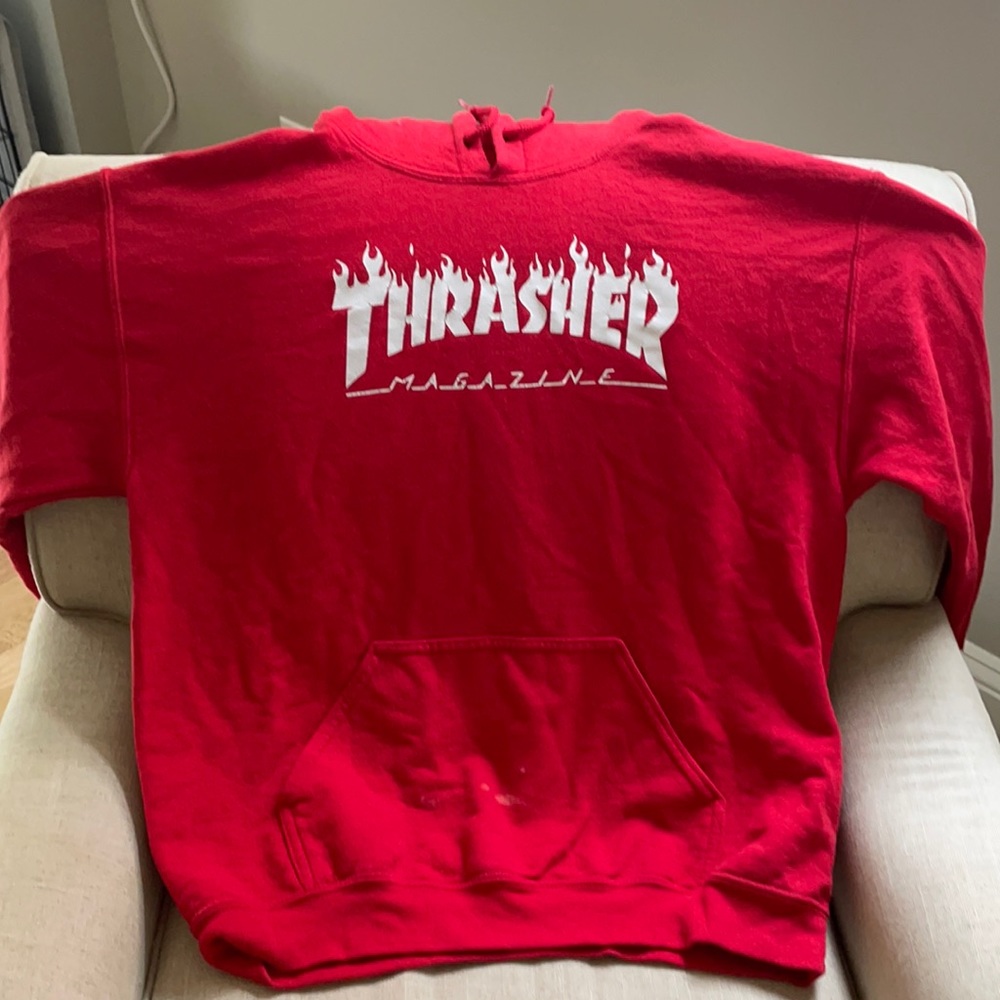 Vintage red thrasher hoodie size medium
